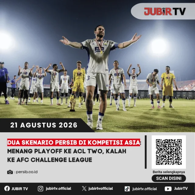 ⚽ Dua skenario Persib di kompetisi Asia: menang playoff ke ACL Two, kalah ke AFC Challenge League.

Persib Bandung akan menghadapi Manila Digger di playoff ACL Two pada 31 Agustus 2026. Jika menang, Maung Bandung melaju ke fase grup ACL Two. Jika kalah, Persib turun ke AFC Challenge League 2026/2027. 

Skenario mana yang akan terjadi?

📌 𝐈𝐧𝐟𝐨 𝐥𝐞𝐧𝐠𝐤𝐚𝐩𝐧𝐲𝐚 𝐜𝐞𝐤 𝐝𝐢 𝐬𝐭𝐨𝐫𝐲 & 𝐬𝐨𝐫𝐨𝐭𝐚𝐧

#jubirtv #jubirtvnewscom #persib #persibbandung #acl2 #afcchallengue #maungbandung #sepakbolaindonesia #boboto #beritapersib #beritaolahraga