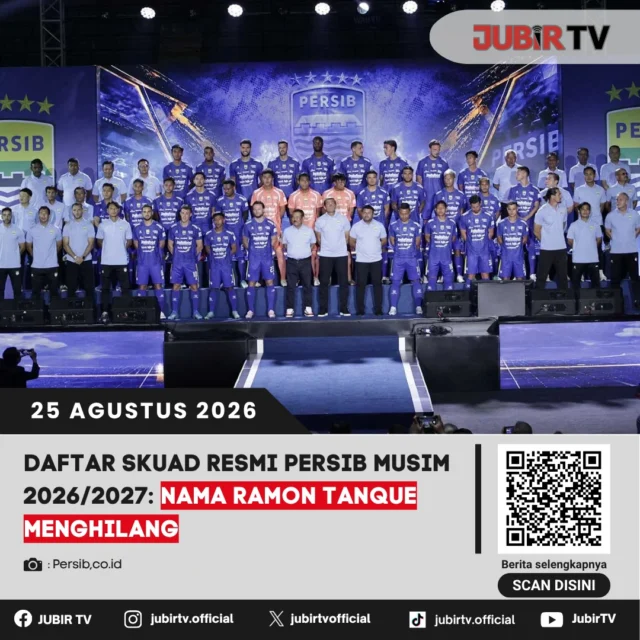 ⚽ Daftar skuad resmi Persib musim 2026/2027 telah dirilis, namun nama Ramon Tanque justru menghilang.

Tak tercantumnya nama Ramon Tanque menimbulkan tanda tanya, di tengah Persib yang bersiap menghadapi musim baru dan laga playoff kompetisi Asia.

Siapa saja yang masuk dalam daftar skuad resmi Persib?

📌 𝐈𝐧𝐟𝐨 𝐥𝐞𝐧𝐠𝐤𝐚𝐩𝐧𝐲𝐚 𝐜𝐞𝐤 𝐝𝐢 𝐬𝐭𝐨𝐫𝐲 & 𝐬𝐨𝐫𝐨𝐭𝐚𝐧

#jubirtv #jubirtvnewscom #persib #persibbandung #maungbandung #ramontanque #skuadpersib #ligaindonesia #sepakbolaindonesia #beritapersib #beritaolahraga