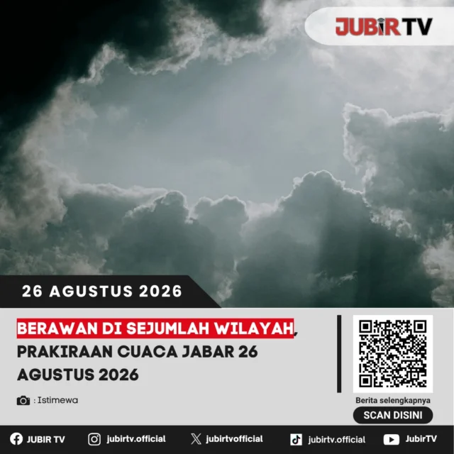 🌥️ Berawan di sejumlah wilayah, cek prakiraan cuaca Jawa Barat 26 Agustus 2026.

Sejumlah wilayah di Jawa Barat diprakirakan mengalami cuaca berawan. Masyarakat tetap diimbau untuk memantau perkembangan cuaca sebelum beraktivitas, terutama bagi yang beraktivitas di luar ruangan.

Bagaimana prakiraan cuaca lengkapnya?

📌 𝐈𝐧𝐟𝐨 𝐥𝐞𝐧𝐠𝐤𝐚𝐩𝐧𝐲𝐚 𝐜𝐞𝐤 𝐝𝐢 𝐬𝐭𝐨𝐫𝐲 & 𝐬𝐨𝐫𝐨𝐭𝐚𝐧

#jubirtv #jubirtvnewscom #prakiraancuaca #cuacajabar #bmkg #jabar #sukabumi #infocuaca #cuacasukabumi #beritasukabumi