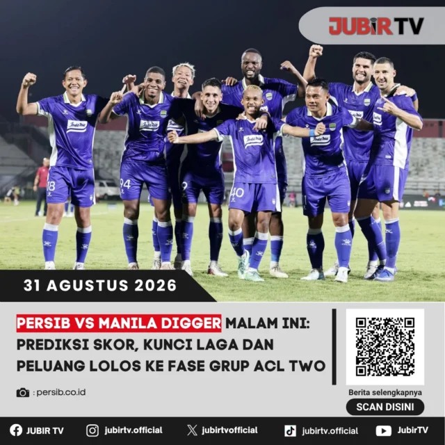 ⚽ Persib vs Manila Digger malam ini, prediksi skor, kunci laga, dan peluang lolos ke fase grup ACL Two.

Persib Bandung akan menghadapi Manila Digger di Stadion Si Jalak Harupat, Senin (31/8) malam pukul 19.00 WIB. Laga ini menjadi penentu tiket menuju fase grup ACL Two 2026/2027.

Persib lebih diunggulkan, tetapi Manila Digger tetap wajib diwaspadai. Pada pertemuan sebelumnya, Persib menang tipis 2-1, sementara laga kali ini juga hanya berlangsung dalam satu pertandingan sehingga setiap kesalahan bisa sangat menentukan.

Berapa prediksi skornya dan apa kunci Persib untuk lolos?

📌 𝐈𝐧𝐟𝐨 𝐥𝐞𝐧𝐠𝐤𝐚𝐩𝐧𝐲𝐚 𝐜𝐞𝐤 𝐝𝐢 𝐬𝐭𝐨𝐫𝐲 & 𝐬𝐨𝐫𝐨𝐭𝐚𝐧

#jubirtv #jubirtvnewscom #persib #persibbandung #maniladigger #acl2 #acltwo #maungbandung #sepakbolaindonesia #beritapersib #beritaolahraga