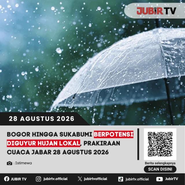 🌦️ Bogor hingga Sukabumi berpotensi diguyur hujan lokal, cek prakiraan cuaca Jawa Barat 28 Agustus 2026.

Sejumlah wilayah di Jawa Barat, termasuk Bogor dan Sukabumi, berpotensi mengalami hujan lokal. Warga diimbau tetap memantau perkembangan cuaca sebelum beraktivitas.

Bagaimana prakiraan cuaca lengkapnya?

📌 𝐈𝐧𝐟𝐨 𝐥𝐞𝐧𝐠𝐤𝐚𝐩𝐧𝐲𝐚 𝐜𝐞𝐤 𝐝𝐢 𝐬𝐭𝐨𝐫𝐲 & 𝐬𝐨𝐫𝐨𝐭𝐚𝐧

#jubirtv #jubirtvnewscom #prakiraancuaca #cuacajabar #bmkg #bogor #sukabumi #hujanlokal #infocuaca #cuacasukabumi #beritasukabumi