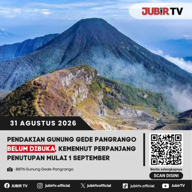 🏔️ Pendakian Gunung Gede Pangrango belum dibuka, pendaki diminta bersabar.

Jalur pendakian Gunung Gede Pangrango hingga kini masih belum dibuka untuk umum. Kondisi tersebut perlu diperhatikan calon pendaki agar tidak memaksakan diri melakukan pendakian sebelum ada pengumuman resmi.

Kapan pendakian Gunung Gede Pangrango kembali dibuka?

📌 𝐈𝐧𝐟𝐨 𝐥𝐞𝐧𝐠𝐤𝐚𝐩𝐧𝐲𝐚 𝐜𝐞𝐤 𝐝𝐢 𝐬𝐭𝐨𝐫𝐲 & 𝐬𝐨𝐫𝐨𝐭𝐚𝐧

#jubirtv #jubirtvnewscom #gununggede #gunungpangrango #pendakian #pendakigunung #sukabumi #cianjur #tnggp #infopendakian #beritasukabumi