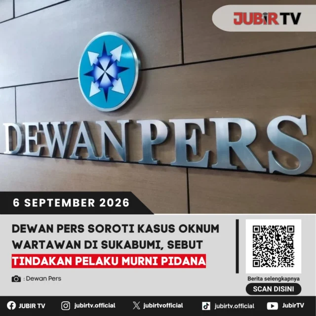 ⚠️ Dewan Pers Soroti Kasus Oknum Wartawan di Sukabumi, Sebut Tindakannya Murni Pidana

Dewan Pers mengecam aksi intimidasi dan dugaan pemerasan oleh oknum yang mengaku wartawan terhadap kepala sekolah SDN Sukaraja 2, Kabupaten Sukabumi.

Dewan Pers menegaskan, tindakan tersebut tidak berkaitan dengan kerja jurnalistik dan masuk ranah pidana.

📌 𝐈𝐧𝐟𝐨 𝐥𝐞𝐧𝐠𝐤𝐚𝐩𝐧𝐲𝐚 𝐜𝐞𝐤 𝐝𝐢 𝐬𝐭𝐨𝐫𝐲 & 𝐬𝐨𝐫𝐨𝐭𝐚𝐧

#jubirtv #jubirtvnewscom #dewanpers #wartawan #sukabumi #jurnalisme #pidana #pers #polisi #beritasukabumi