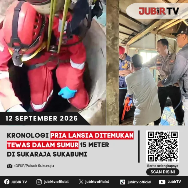 🚨 Lansia Ditemukan Tewas dalam Sumur Sedalam 15 Meter di Sukaraja Sukabumi

Harun (75) ditemukan meninggal dunia di dalam sumur sempit sedalam sekitar 15 meter di rumahnya, Desa Limbangan, Kecamatan Sukaraja, Sabtu (12/9/2026).

Proses evakuasi berlangsung dramatis dan melibatkan tim gabungan dari Damkar, SAR BPBD, Polsek Sukaraja, serta Puskesmas.

Bagaimana kronologi lengkapnya?

📌 𝐈𝐧𝐟𝐨 𝐥𝐞𝐧𝐠𝐤𝐚𝐩𝐧𝐲𝐚 𝐜𝐞𝐤 𝐝𝐢 𝐬𝐭𝐨𝐫𝐲 & 𝐬𝐨𝐫𝐨𝐭𝐚𝐧

#jubirtv #jubirtvnewscom #sukabumi #sukaraja #lansia #evakuasi #damkar #bpbd #peristiwa #beritasukabumi