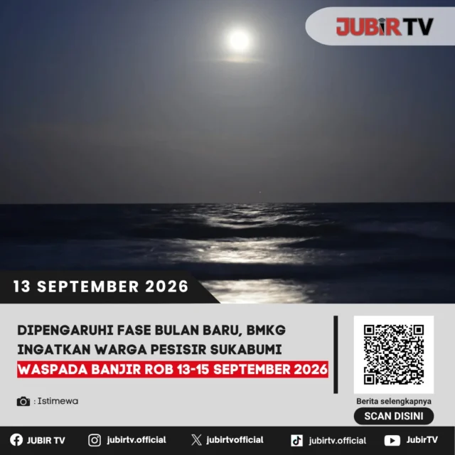 🌊 Warga Pesisir Sukabumi Diminta Waspada Banjir Rob 13–15 September

BMKG mengingatkan masyarakat pesisir Sukabumi untuk mewaspadai potensi banjir rob yang dipengaruhi fase bulan baru pada 13–15 September 2026.

Kondisi ini berpotensi mengganggu aktivitas masyarakat di kawasan pesisir. Wilayah mana saja yang perlu waspada?

📌 𝐈𝐧𝐟𝐨 𝐥𝐞𝐧𝐠𝐤𝐚𝐩𝐧𝐲𝐚 𝐜𝐞𝐤 𝐝𝐢 𝐬𝐭𝐨𝐫𝐲 & 𝐬𝐨𝐫𝐨𝐭𝐚𝐧

#jubirtv #jubirtvnewscom #banjirrob #sukabumi #pesisirsukabumi #bmkg #gelombangtinggi #cuacasukabumi #waspada