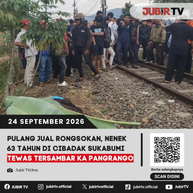 🚆 Pulang Jual Rongsokan, Nenek 63 Tahun di Cibadak Tewas Tertemper KA Pangrango

Seorang perempuan berusia 63 tahun, Mimin, meninggal dunia setelah tertemper KA Pangrango di jalur Cisaat-Cibadak, Kampung Babakan, Desa Karangtengah, Cibadak, Kamis (24/9/2026). Korban diketahui baru pulang setelah menjual barang rongsokan.

Insiden ini kembali menjadi perhatian karena jalur tersebut dinilai rawan. Warga berharap aspek keselamatan di sekitar perlintasan lebih diperhatikan.

Bagaimana kronologi kejadian tersebut?

📌 𝐈𝐧𝐟𝐨 𝐥𝐞𝐧𝐠𝐤𝐚𝐩𝐧𝐲𝐚 𝐜𝐞𝐤 𝐝𝐢 𝐬𝐭𝐨𝐫𝐲 & 𝐬𝐨𝐫𝐨𝐭𝐚𝐧

#jubirtv #jubirtvnewscom #cibadak #sukabumi #kecelakaan #kapal #kapalapi #kapangrango #keretaapi #beritasukabumi