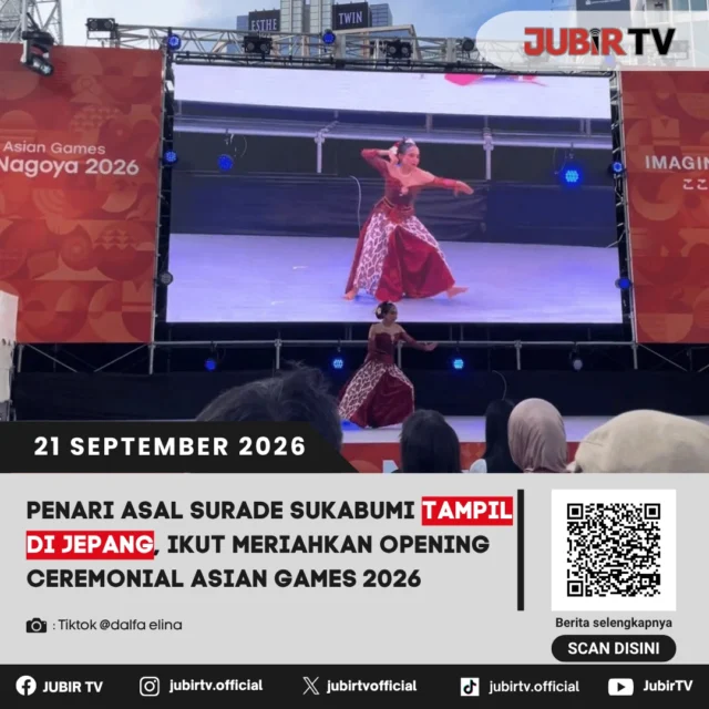 💃 Penari Asal Surade Tampil di Jepang, Bawa Tari Jaipong ke Opening Asian Games 2026

Siti Dalfa Elina, penari asal Surade, Kabupaten Sukabumi, tampil membawakan Tari Jaipong Nyi Bentang Ronggeng dalam Opening Ceremonial Asian Games 2026 di Nagoya, Jepang, Sabtu (19/9).

Penampilan tersebut menjadi kesempatan bagi Dalfa untuk membawa nama Sukabumi sekaligus memperkenalkan seni tradisional Sunda di panggung internasional.

Seperti apa cerita Dalfa tampil di Jepang?

📌 𝐈𝐧𝐟𝐨 𝐥𝐞𝐧𝐠𝐤𝐚𝐩𝐧𝐲𝐚 𝐜𝐞𝐤 𝐝𝐢 𝐬𝐭𝐨𝐫𝐲 & 𝐬𝐨𝐫𝐨𝐭𝐚𝐧

#jubirtv #jubirtvnewscom #surade #sukabumi #jaipong #asianGames2026 #nagoya #senibudaya #budayasunda