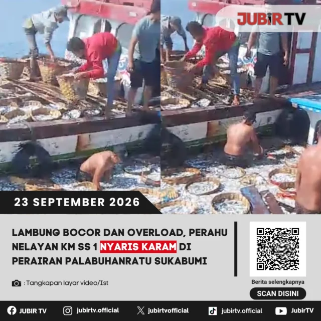 🌊 Lambung Bocor dan Overload, KM SS 1 Nyaris Karam di Palabuhanratu

Kapal nelayan KM SS 1 nyaris tenggelam di perairan SBH Tengah, Palabuhanratu, setelah mengalami kebocoran lambung yang diperparah muatan berlebih. Kapal membawa delapan ABK saat kejadian.

Beruntung, dua kapal nelayan yang melintas langsung memberikan pertolongan dan menarik KM SS 1 menuju Dermaga PPN Palabuhanratu. Seluruh ABK berhasil diselamatkan dan tidak ada korban jiwa.

Bagaimana detik-detik KM SS 1 nyaris karam?

📌 𝐈𝐧𝐟𝐨 𝐥𝐞𝐧𝐠𝐤𝐚𝐩𝐧𝐲𝐚 𝐜𝐞𝐤 𝐝𝐢 𝐬𝐭𝐨𝐫𝐲 & 𝐬𝐨𝐫𝐨𝐭𝐚𝐧

#jubirtv #jubirtvnewscom #palabuhanratu #sukabumi #nelayan #kmss1 #kecelakaanlaut #kapalnelayan #evakuasi #beritasukabumi