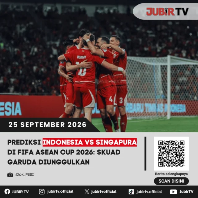 ⚽ Indonesia vs Singapura di FIFA ASEAN Cup 2026, Skuad Garuda Diunggulkan

Timnas Indonesia akan menghadapi Singapura pada laga pembuka FIFA ASEAN Cup 2026 di SUGBK, Jakarta, Jumat (25/9) pukul 20.00 WIB. Skuad Garuda datang dengan kekuatan yang lebih lengkap dan bermain di hadapan pendukung sendiri.

Namun, Singapura tetap perlu diwaspadai setelah pertemuan terakhir kedua tim berakhir imbang 1-1.

Seperti apa prediksi laga Indonesia vs Singapura? 

📌 𝐈𝐧𝐟𝐨 𝐥𝐞𝐧𝐠𝐤𝐚𝐩𝐧𝐲𝐚 𝐜𝐞𝐤 𝐝𝐢 𝐬𝐭𝐨𝐫𝐲 & 𝐬𝐨𝐫𝐨𝐭𝐚𝐧

#jubirtv #jubirtvnewscom #timnasindonesia #indonesiavsingsapura #fifaaseancup2026 #skuadgaruda #singapura #sepakbolaindonesia