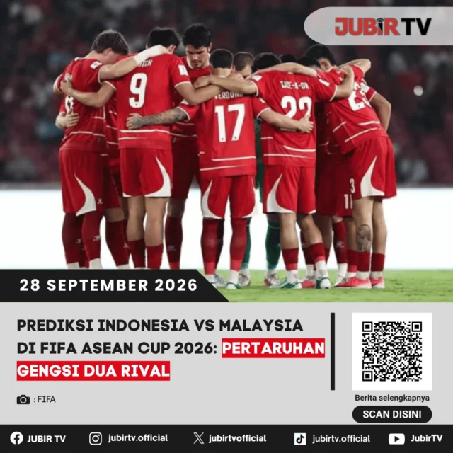 ⚽ Indonesia vs Malaysia di FIFA ASEAN Cup 2026, Pertaruhan Gengsi Dua Rival

Timnas Indonesia akan menghadapi Malaysia pada laga kedua Grup A FIFA ASEAN Cup 2026 di SUGBK, Senin (28/9) malam. Kedua tim sama-sama membawa modal kemenangan di laga pembuka.

Dengan rivalitas panjang kedua negara, duel kali ini diprediksi berlangsung sengit. Bagaimana peluang kedua tim dan prediksi pertandingannya?

📌 𝐈𝐧𝐟𝐨 𝐥𝐞𝐧𝐠𝐤𝐚𝐩𝐧𝐲𝐚 𝐜𝐞𝐤 𝐝𝐢 𝐬𝐭𝐨𝐫𝐲 & 𝐬𝐨𝐫𝐨𝐭𝐚𝐧

#jubirtv #jubirtvnewscom #timnasindonesia #indonesiavsmalaysia #fifaaseancup #garuda #malaysia #sepakbola #timnas