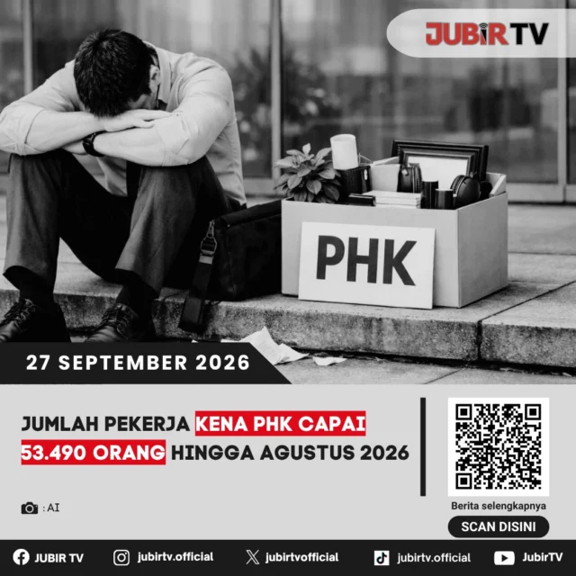 📉 53.490 Pekerja Tercatat Kena PHK hingga Agustus 2026, Jabar Tertinggi

Kemnaker mencatat 53.490 pekerja melaporkan terkena PHK sepanjang Januari–Agustus 2026 melalui sistem Jaminan Kehilangan Pekerjaan (JKP). Dari jumlah tersebut, 10.880 pekerja berada di Jawa Barat, tertinggi dibanding provinsi lainnya.

Data PHK ini masih dinamis dan bisa bertambah karena pekerja masih memiliki waktu hingga enam bulan untuk mengajukan klaim JKP.

📌 𝐈𝐧𝐟𝐨 𝐥𝐞𝐧𝐠𝐤𝐚𝐩𝐧𝐲𝐚 𝐜𝐞𝐤 𝐝𝐢 𝐬𝐭𝐨𝐫𝐲 & 𝐬𝐨𝐫𝐨𝐭𝐚𝐧

#jubirtv #jubirtvnewscom #phk #ketenagakerjaan #tenagakerja #ekonomi #jawabarat #kemnaker #lapangankerja