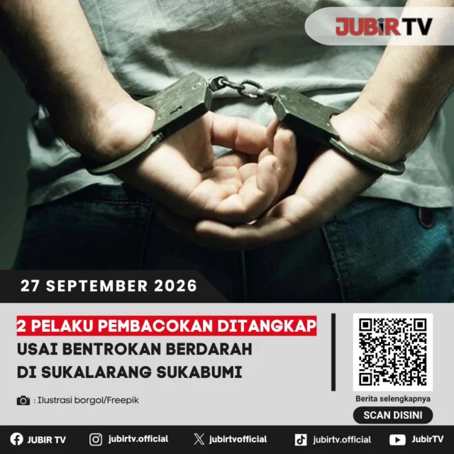 🚨 2 Pelaku Pembacokan Ditangkap Usai Bentrokan Berdarah di Sukalarang

Polisi menangkap dua terduga pelaku pembacokan dalam bentrokan dua kelompok di Sukalarang, Kabupaten Sukabumi. Keduanya diamankan di wilayah Cianjur setelah sempat melarikan diri dari lokasi kejadian.

Bentrokan yang terjadi pada Selasa (22/9/2026) tersebut menyebabkan empat orang terluka. Polisi masih mendalami peran dan motif masing-masing pelaku.

Bagaimana kronologi bentrokan hingga dua pelaku ditangkap?

📌 𝐈𝐧𝐟𝐨 𝐥𝐞𝐧𝐠𝐤𝐚𝐩𝐧𝐲𝐚 𝐜𝐞𝐤 𝐝𝐢 𝐬𝐭𝐨𝐫𝐲 & 𝐬𝐨𝐫𝐨𝐭𝐚𝐧

#jubirtv #jubirtvnewscom #sukalarang #sukabumi #bentrokan #pembacokan #polisi #kriminal #beritasukabumi