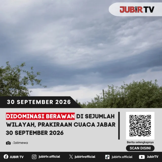 🌥️ Didominasi Berawan, Ini Prakiraan Cuaca Jabar 30 September 2026

Sejumlah wilayah Jawa Barat diprakirakan berawan hingga berpotensi hujan pada Rabu (30/9). Kabupaten Sukabumi termasuk wilayah yang berpotensi mengalami hujan sedang hingga lebat pada siang hari.

Bagaimana prakiraan cuaca lengkap Jabar hari ini?

📌 𝐈𝐧𝐟𝐨 𝐥𝐞𝐧𝐠𝐤𝐚𝐩𝐧𝐲𝐚 𝐜𝐞𝐤 𝐝𝐢 𝐬𝐭𝐨𝐫𝐲 & 𝐬𝐨𝐫𝐨𝐭𝐚𝐧

#jubirtv #jubirtvnewscom #prakiraancuaca #cuacajabar #sukabumi #bmkg #infocuaca #cuaca #jawabarat