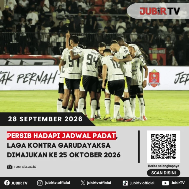 ⚽ Jadwal Padat, Laga Persib vs Garudayaksa Dimajukan ke 25 Oktober 2026

Persib Bandung menghadapi jadwal padat pada Oktober dengan pertandingan di tiga kompetisi. Duel tandang kontra Garudayaksa FC yang semula dijadwalkan 26 Oktober kini dimajukan sehari menjadi 25 Oktober 2026 pukul 19.00 WIB di Stadion Pakansari.

Perubahan ini membuat Persib punya jeda menuju laga ACL Two melawan Melbourne Victory pada 28 Oktober.

Seperti apa padatnya jadwal Persib di Oktober?

📌 𝐈𝐧𝐟𝐨 𝐥𝐞𝐧𝐠𝐤𝐚𝐩𝐧𝐲𝐚 𝐜𝐞𝐤 𝐝𝐢 𝐬𝐭𝐨𝐫𝐲 & 𝐬𝐨𝐫𝐨𝐭𝐚𝐧

#jubirtv #jubirtvnewscom #persib #persibbandung #garudayaksa #superleague #acl2 #jadwalpersib #bobotoh #sepakbola