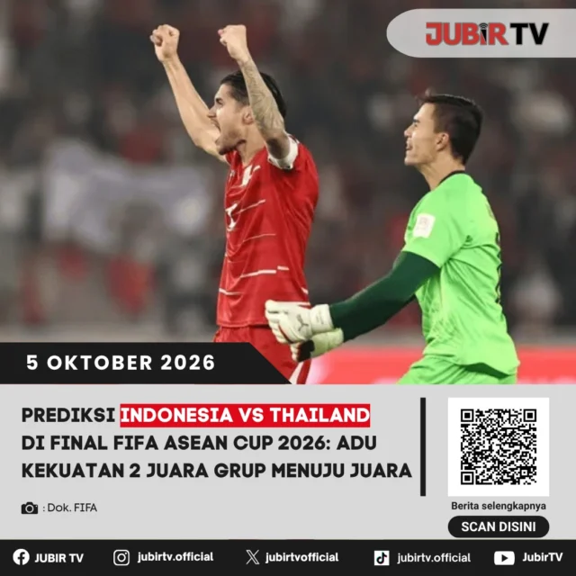 ⚽ Indonesia vs Thailand di Final FIFA ASEAN Cup 2026, Adu Kekuatan Dua Juara Grup

Timnas Indonesia dan Thailand akan bertemu di final FIFA ASEAN Cup 2026 di SUGBK, Senin (5/10) malam. Keduanya sama-sama berstatus juara grup dan siap memperebutkan gelar perdana turnamen.

Indonesia datang dengan modal produktivitas tinggi setelah menang 9-2 atas Bangladesh. Namun, Thailand punya catatan pertemuan yang cukup dominan atas Garuda.

Siapa yang akan keluar sebagai juara?

📌 𝐈𝐧𝐟𝐨 𝐥𝐞𝐧𝐠𝐤𝐚𝐩𝐧𝐲𝐚 𝐜𝐞𝐤 𝐝𝐢 𝐬𝐭𝐨𝐫𝐲 & 𝐬𝐨𝐫𝐨𝐭𝐚𝐧

#jubirtv #jubirtvnewscom #timnasindonesia #indonesiavsThailand #fifaaseancup #aseancup2026 #timnas #thailand #sepakbola