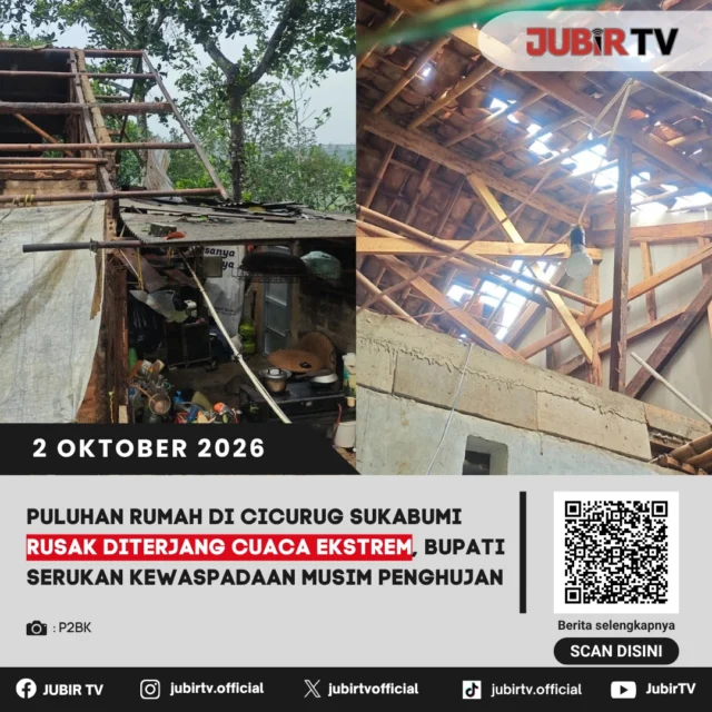 🌧️ Puluhan Rumah di Cicurug Rusak Diterjang Cuaca Ekstrem, Warga Diminta Waspada

Hujan deras disertai angin kencang menerjang Cicurug, Sukabumi, hingga merusak puluhan rumah dan menyebabkan sejumlah pohon tumbang.

Bupati Sukabumi Asep Japar mengingatkan masyarakat meningkatkan kewaspadaan menghadapi musim penghujan dan potensi cuaca ekstrem.

Seperti apa kondisi warga terdampak?

📌 𝐈𝐧𝐟𝐨 𝐥𝐞𝐧𝐠𝐤𝐚𝐩𝐧𝐲𝐚 𝐜𝐞𝐤 𝐝𝐢 𝐬𝐭𝐨𝐫𝐲 & 𝐬𝐨𝐫𝐨𝐭𝐚𝐧

#jubirtv #jubirtvnewscom #cicurug #sukabumi #cuacaekstrem #hujanderas #anginkencang #bencana