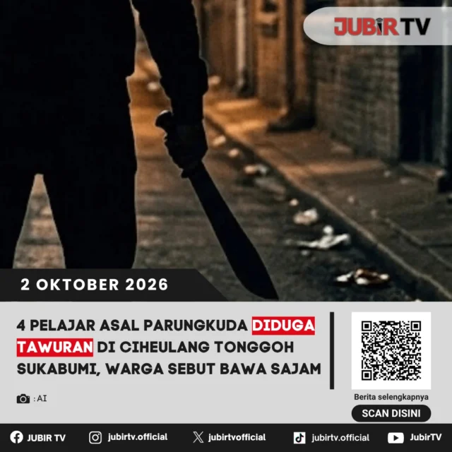 🚨 4 Pelajar Asal Parungkuda Diduga Tawuran di Ciheulang Tonggoh, Warga Temukan Sajam

Empat pelajar ditemukan terluka di Ciheulang Tonggoh, Cibadak, Sukabumi, Kamis (1/10) malam. Mereka diduga terlibat tawuran dan disebut membawa senjata tajam.

Namun, kronologi bentrokan masih belum jelas dan polisi masih melakukan penanganan lebih lanjut.

Bagaimana kejadian tersebut?

📌 𝐈𝐧𝐟𝐨 𝐥𝐞𝐧𝐠𝐤𝐚𝐩𝐧𝐲𝐚 𝐜𝐞𝐤 𝐝𝐢 𝐬𝐭𝐨𝐫𝐲 & 𝐬𝐨𝐫𝐨𝐭𝐚𝐧

#jubirtv #jubirtvnewscom #tawuranpelajar #parungkuda #cibadak #sukabumi #pelajar #sajam #keamanan