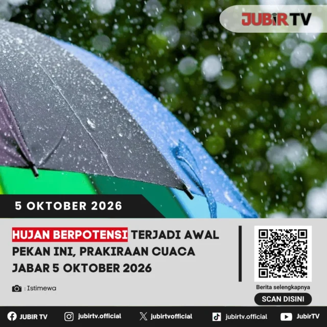 🌧️ Hujan Berpotensi Turun di Sejumlah Wilayah Jabar, Ini Prakiraan 5 Oktober 2026

Sejumlah wilayah Jawa Barat, termasuk Kabupaten Sukabumi, berpotensi diguyur hujan pada awal pekan. Masyarakat diimbau tetap waspada terhadap perubahan cuaca.

Bagaimana prakiraan cuaca lengkapnya?

📌 𝐈𝐧𝐟𝐨 𝐥𝐞𝐧𝐠𝐤𝐚𝐩𝐧𝐲𝐚 𝐜𝐞𝐤 𝐝𝐢 𝐬𝐭𝐨𝐫𝐲 & 𝐬𝐨𝐫𝐨𝐭𝐚𝐧

#jubirtv #jubirtvnewscom #prakiraancuaca #cuacajabar #bmkg #sukabumi #hujan #infocuaca