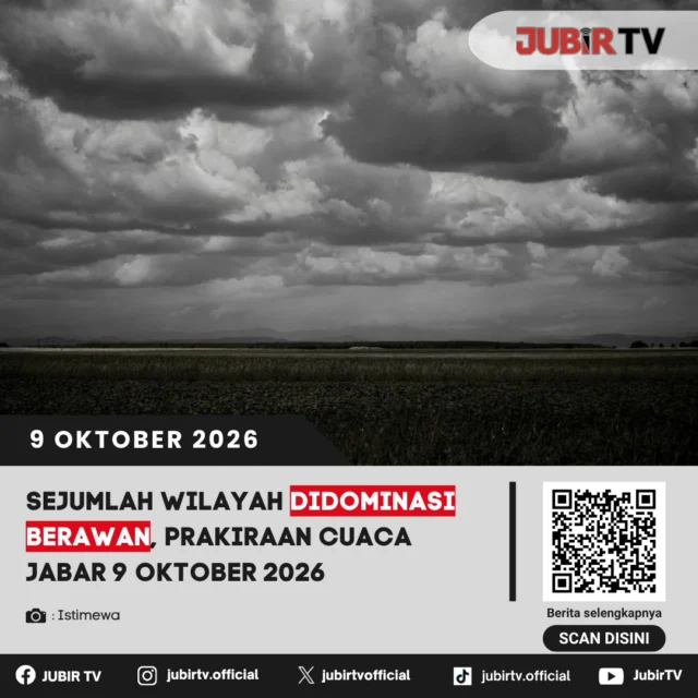 🌥️ Jabar Didominasi Berawan, Ini Prakiraan Cuaca 9 Oktober 2026

Sejumlah wilayah Jawa Barat diprakirakan berawan, tetapi potensi hujan masih perlu diwaspadai. Kabupaten dan Kota Sukabumi berpotensi mengalami hujan sedang hingga lebat pada siang hari.

Warga diimbau memantau perkembangan cuaca sebelum beraktivitas.

Bagaimana prakiraan cuaca lengkapnya?

📌 𝐈𝐧𝐟𝐨 𝐥𝐞𝐧𝐠𝐤𝐚𝐩𝐧𝐲𝐚 𝐜𝐞𝐤 𝐝𝐢 𝐬𝐭𝐨𝐫𝐲 & 𝐬𝐨𝐫𝐨𝐭𝐚𝐧

#jubirtv #jubirtvnewscom #prakiraancuaca #cuacajabar #bmkg #sukabumi #hujan #infocuaca