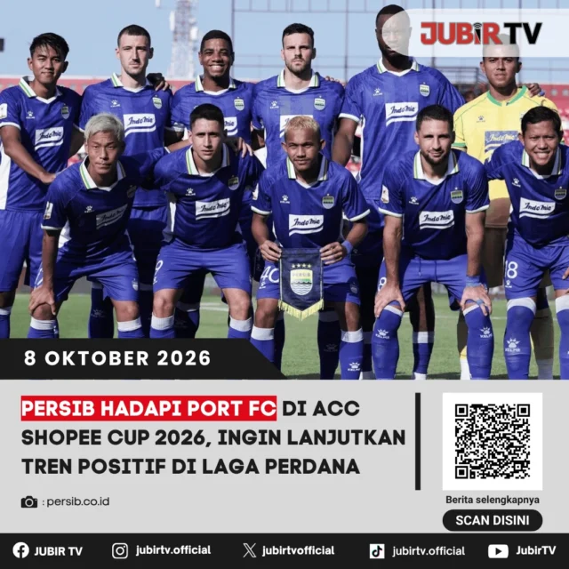 ⚽ Persib Hadapi Port FC di Laga Perdana ACC Shopee Cup 2026

Persib Bandung memulai kiprahnya di ACC Shopee Cup 2026/2027 dengan menghadapi Port FC di Thammasat Stadium, Thailand, Kamis (8/10) malam.

Maung Bandung membidik hasil positif di laga perdana, melanjutkan tren kemenangan pada pertandingan pembuka kompetisi musim ini.

Mampukah Persib mengawali Shopee Cup dengan kemenangan?

📌 𝐈𝐧𝐟𝐨 𝐥𝐞𝐧𝐠𝐤𝐚𝐩𝐧𝐲𝐚 𝐜𝐞𝐤 𝐝𝐢 𝐬𝐭𝐨𝐫𝐲 & 𝐬𝐨𝐫𝐨𝐭𝐚𝐧

#jubirtv #jubirtvnewscom #persib #persibbandung #portfc #shopeecup #accshopeecup #bobotoh #sepakbola