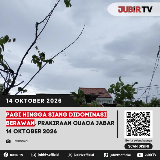 🌥️ Pagi hingga Siang Cerah Berawan, Ini Prakiraan Cuaca Jabar 14 Oktober 2026

BMKG memprakirakan sebagian besar wilayah Jawa Barat mengalami cuaca cerah berawan hingga berawan pada Rabu (14/10). Kabupaten dan Kota Sukabumi diprediksi cerah berawan sejak pagi hingga sore, lalu berawan pada malam hingga dini hari.

Dalam prakiraan tersebut, tidak ada wilayah yang dicantumkan berpotensi hujan sepanjang hari. Meski begitu, masyarakat tetap disarankan memantau pembaruan cuaca sebelum beraktivitas.

Bagaimana prakiraan cuaca di wilayah lainnya?

📌 𝐈𝐧𝐟𝐨 𝐥𝐞𝐧𝐠𝐤𝐚𝐩𝐧𝐲𝐚 𝐜𝐞𝐤 𝐝𝐢 𝐬𝐭𝐨𝐫𝐲 & 𝐬𝐨𝐫𝐨𝐭𝐚𝐧

#jubirtv #jubirtvnewscom #prakiraancuaca #cuacajabar #bmkg #sukabumi #jawabarat #infocuaca