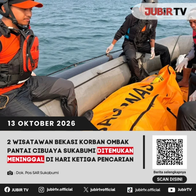 🕊️ Hari Ketiga Pencarian, Dua Wisatawan Asal Bekasi Ditemukan Meninggal di Pantai Cibuaya Sukabumi

Tim SAR gabungan menemukan Muhammad Zubair (18) dan Zaki Riski Syahbandi (17) pada Selasa (13/10), setelah terseret ombak di Pantai Cibuaya, Ciracap, Sukabumi.

Zaki ditemukan sekitar pukul 07.35 WIB, disusul Zubair pukul 09.38 WIB. Keduanya ditemukan di perairan dengan jarak sekitar 2–3 mil laut dari lokasi kejadian, lalu dievakuasi ke RSUD Jampangkulon untuk diserahkan kepada keluarga.

Bagaimana proses pencarian kedua korban?

📌 𝐈𝐧𝐟𝐨 𝐥𝐞𝐧𝐠𝐤𝐚𝐩𝐧𝐲𝐚 𝐜𝐞𝐤 𝐝𝐢 𝐬𝐭𝐨𝐫𝐲 & 𝐬𝐨𝐫𝐨𝐭𝐚𝐧

#jubirtv #jubirtvnewscom #pantaicibuaya #ciracap #sukabumi #bekasi #basarnas #sarkabungan #kecelakaanlaut