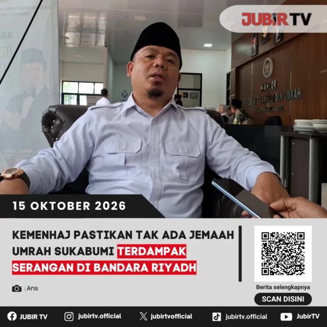 🕋 Serangan di Bandara Riyadh, Kemenhaj Pastikan Jemaah Umrah Sukabumi Aman

Kemenhaj Kabupaten Sukabumi memastikan hingga kini belum ada laporan jemaah umrah asal Sukabumi yang terdampak serangan di Bandara Riyadh, Arab Saudi. Mayoritas jemaah dari Sukabumi menggunakan penerbangan langsung menuju Madinah atau Jeddah, bukan transit.

Koordinasi dengan Kemenhaj pusat, provinsi, dan penyelenggara umrah terus dilakukan untuk memantau kondisi jemaah.

Bagaimana situasi penerbangan umrah terkini?

📌 𝐈𝐧𝐟𝐨 𝐥𝐞𝐧𝐠𝐤𝐚𝐩𝐧𝐲𝐚 𝐜𝐞𝐤 𝐝𝐢 𝐬𝐭𝐨𝐫𝐲 & 𝐬𝐨𝐫𝐨𝐭𝐚𝐧

#jubirtv #jubirtvnewscom #umrah #sukabumi #kemenhaj #bandarariyadh #arabsaudi #jemaahumrah #infoterkini