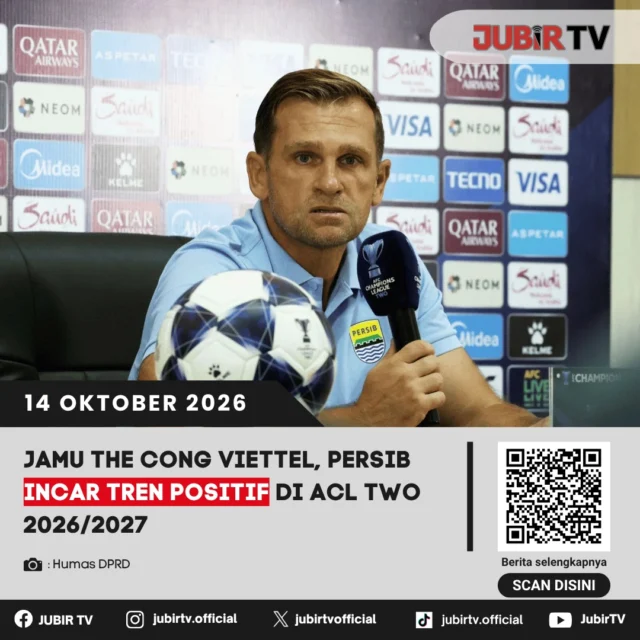 Bobotoh mana suaranya?! 💙🔥 Skuad Pangeran Biru siap kembali beraksi di kancah Asia!

Persib Bandung bakal menjamu wakil Vietnam, The Cong Viettel, dan bertekad kuat untuk mengincar tren positif di kompetisi ACL Two musim 2026/2027. Kemenangan di laga kandang ini pastinya jadi target utama untuk mengamankan posisi dan menjaga asa lolos ke babak selanjutnya.

Kira-kira gimana persiapan dan strategi taktik skuad Maung Bandung buat menumbangkan tim tamu?

📌 𝐈𝐧𝐟𝐨 𝐥𝐞𝐧𝐠𝐤𝐚𝐩𝐧𝐲𝐚 𝐜𝐞𝐤 𝐝𝐢 𝐬𝐭𝐨𝐫𝐲 & 𝐬𝐨𝐫𝐨𝐭𝐚𝐧

#jubirtv #jubirtvnewscom #persib #persibbandung #acltwo #thecongviettel #bobotoh #beritapersib #maungbandung #sepakbolaindonesia #beritaolahraga
