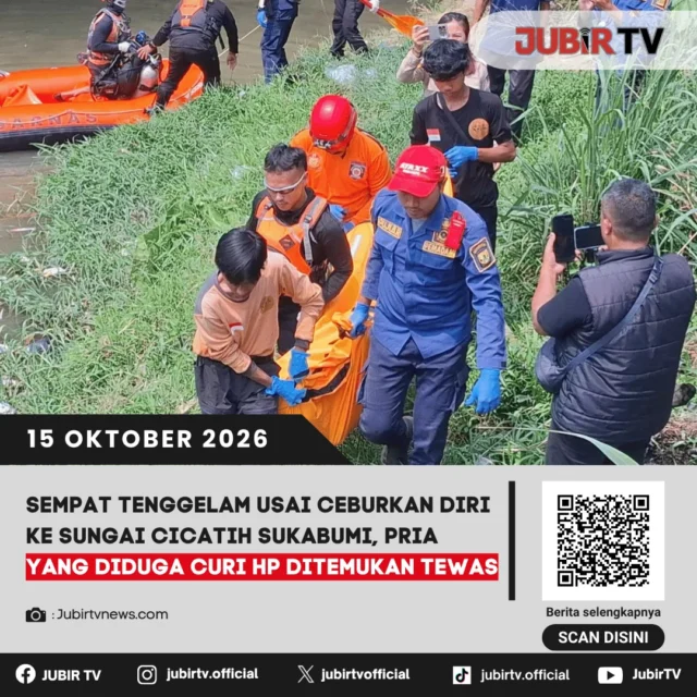 🚨 Diduga Curi HP, Pria Tenggelam di Sungai Cicatih Sukabumi Ditemukan Tewas

Tim SAR gabungan menemukan jasad pria yang sebelumnya menceburkan diri ke Sungai Cicatih saat dikejar pemilik HP di perbatasan Ciambar dan Parungkuda. Korban ditemukan pada Kamis (15/10) setelah pencarian sejak sehari sebelumnya.

Identitas pria tersebut masih didalami polisi. 

📌 𝐈𝐧𝐟𝐨 𝐥𝐞𝐧𝐠𝐤𝐚𝐩𝐧𝐲𝐚 𝐜𝐞𝐤 𝐝𝐢 𝐬𝐭𝐨𝐫𝐲 & 𝐬𝐨𝐫𝐨𝐭𝐚𝐧

#jubirtv #jubirtvnewscom #sukabumi #sungaiCicatih #ciambar #parungkuda #pencurianhp #timSAR