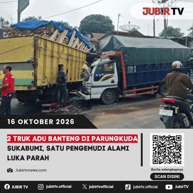 🚨 Dua Truk Adu Banteng di Parungkuda Sukabumi, Sopir Alami Luka Parah

Kecelakaan melibatkan truk pengangkut pakan dan truk pengangkut kulit kayu di Jalan Raya Sukabumi–Bogor, dekat Pasar Parungkuda, Jumat (16/10). Sopir truk pengangkut pakan mengalami luka parah dan dilarikan ke rumah sakit.

Penyebab kecelakaan masih belum diketahui, sementara arus lalu lintas sempat macet di kedua arah.

📌 𝐈𝐧𝐟𝐨 𝐥𝐞𝐧𝐠𝐤𝐚𝐩𝐧𝐲𝐚 𝐜𝐞𝐤 𝐝𝐢 𝐬𝐭𝐨𝐫𝐲 & 𝐬𝐨𝐫𝐨𝐭𝐚𝐧

#jubirtv #jubirtvnewscom #sukabumi #parungkuda #kecelakaan #truk #lakalantas #infokecelakaan